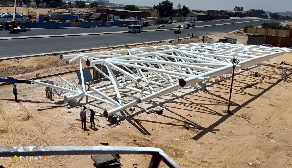 Hub space truss, Greater Cairo Metro Adly Mansour Station